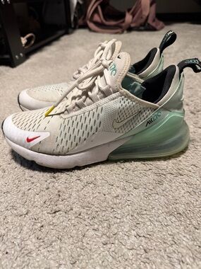 Nike Air Max 270 Pale Mint, White & Red Accent Sneakers